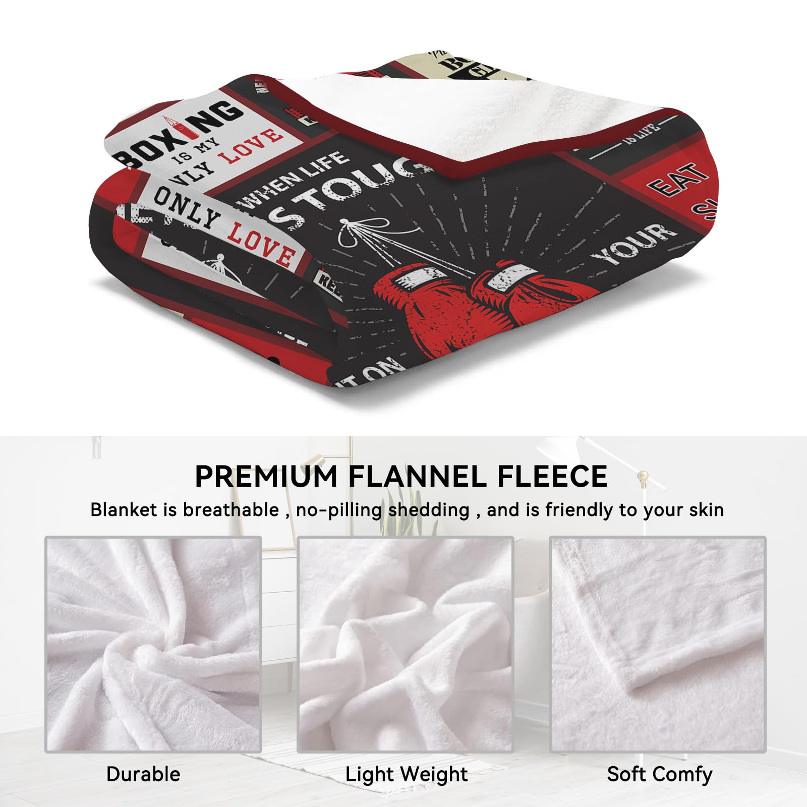 Shuwekk Boxing Gifts for Men Women Teens, Boxing Blanket for Men, Boxing Theme Blankets, Boxing Gifts for Him Teens Kids Boys Girls, Boxer Lovers Gift Blanket,60