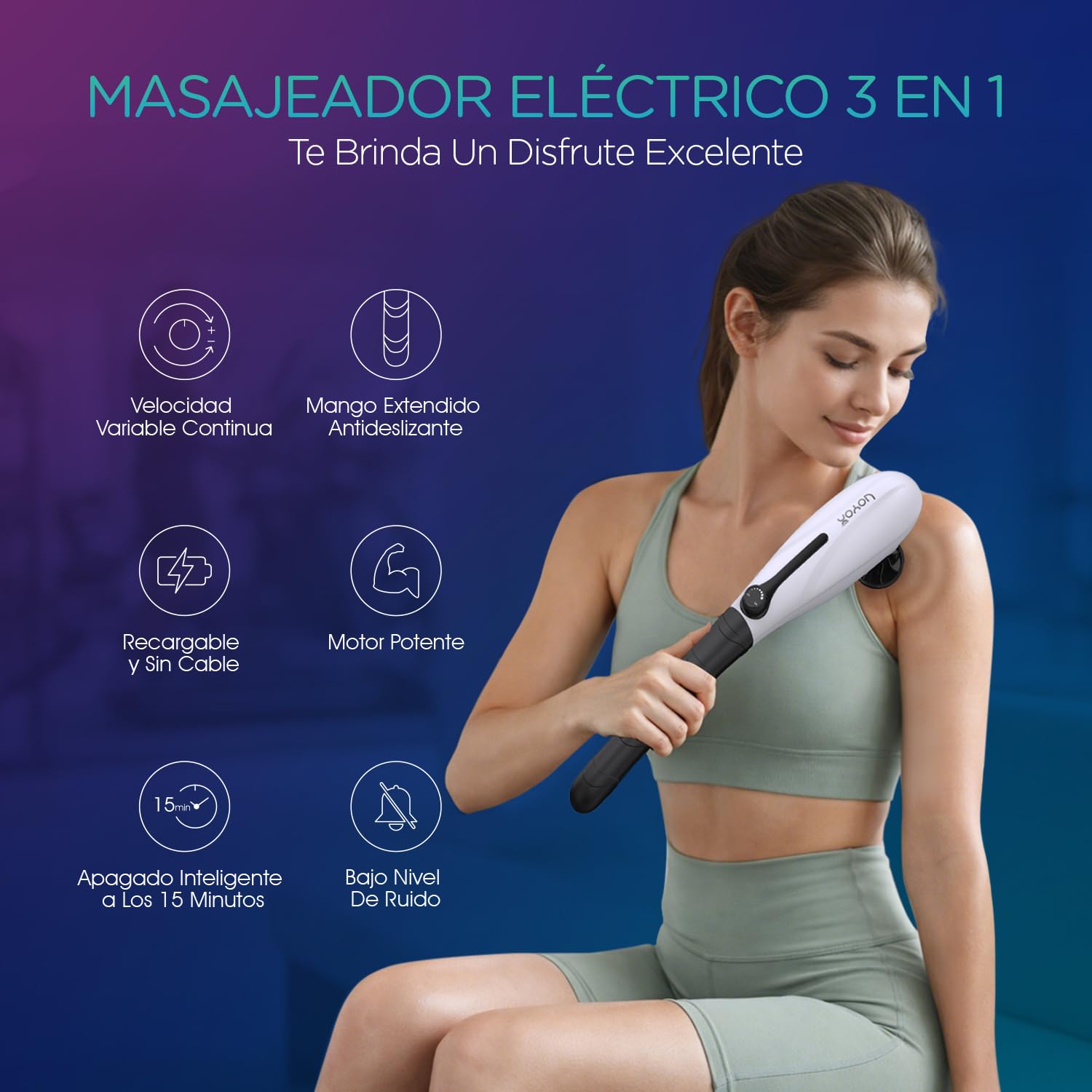 VOYOR-HEALTH Masajeador Espalda Eléctrico de Percusión Inalámbrico MH560