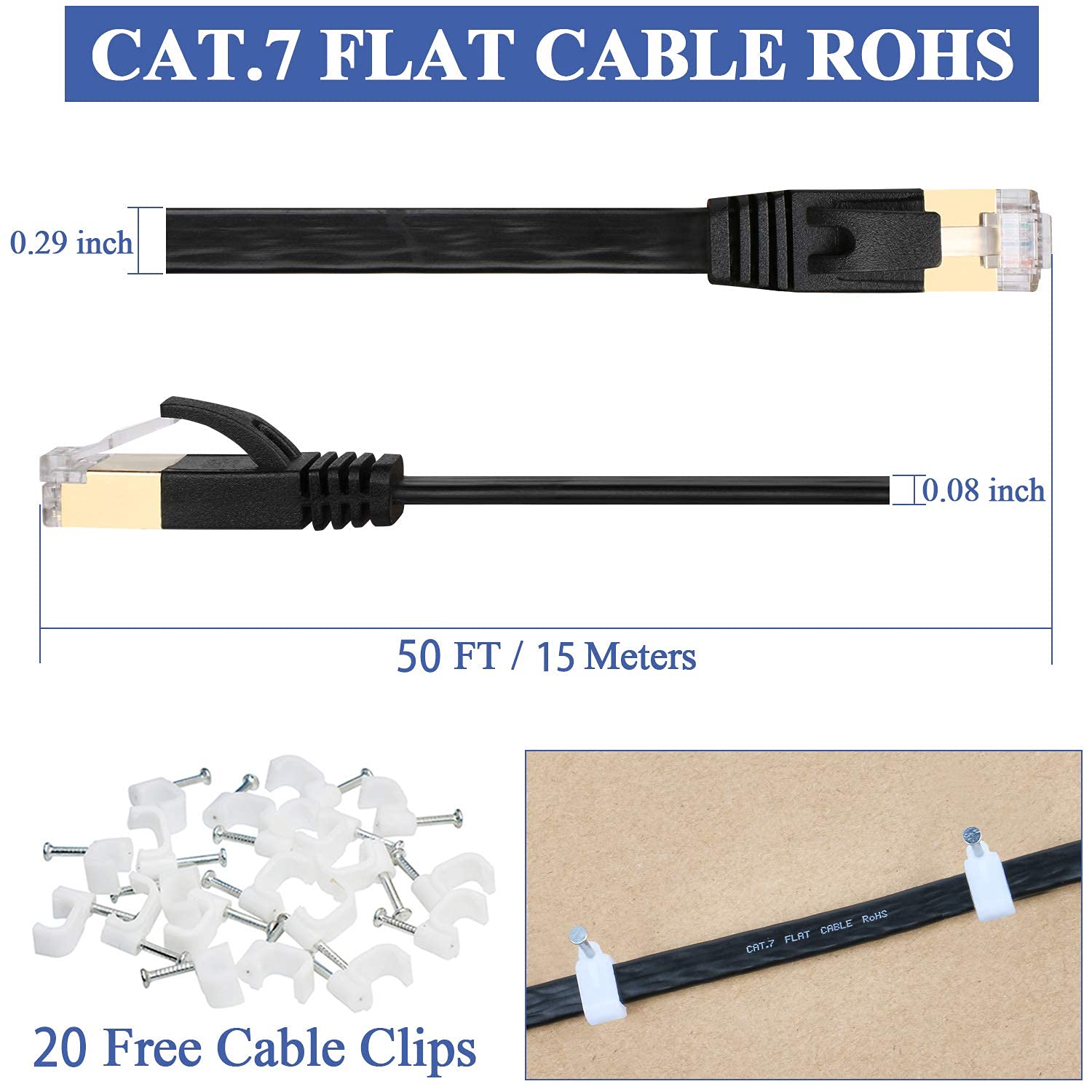 Best Review Cat 7 Ethernet Cable, 50 Ft High Speed Internet Patch Cord with Shielded Gold Plated RJ45 Connectors, Flat LAN Wire Faster Than Cat6, Outdoor Weatherproof for PS5, Router, Switch, Modem, Black Get Discount 70% Price Cat 7 Ethernet Cable, 50 Ft High Speed Internet Patch Cord with Shielded Gold Plated RJ45 Connectors, Flat LAN Wire Faster Than Cat6, Outdoor Weatherproof for PS5, Router, Switch, Modem, Black