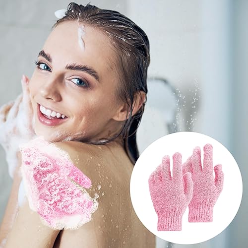 Miniatura 7 de Sibba 2 guantes de lavado exfoliantes de doble textura, guantes de baño para ducha, exfoliante corporal, manoplas exfoliantes, removedor de piel