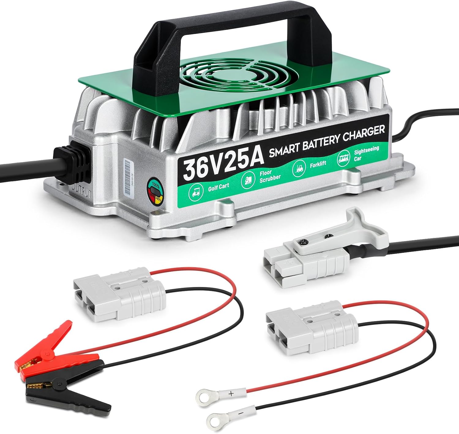 36V Forklift Battery Charger with 8 Protections 1250W 25AMP 36V Forklift Charger IP67 Waterproof Fully Automatic Smart Fasting Charging with 16ft Cable,for Floor Washers, Sightseeing Cars, Golf Carts