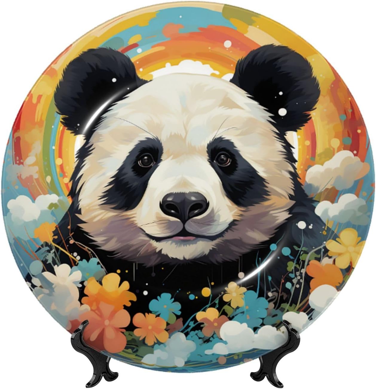 Decorative Plate Art Crafts Bone China Decorative Plate with Display Rack Souvenir Wall Decor Ceramic Ornaments Dinner Plates Ceramic Decoratives Plates for Home Office 10in