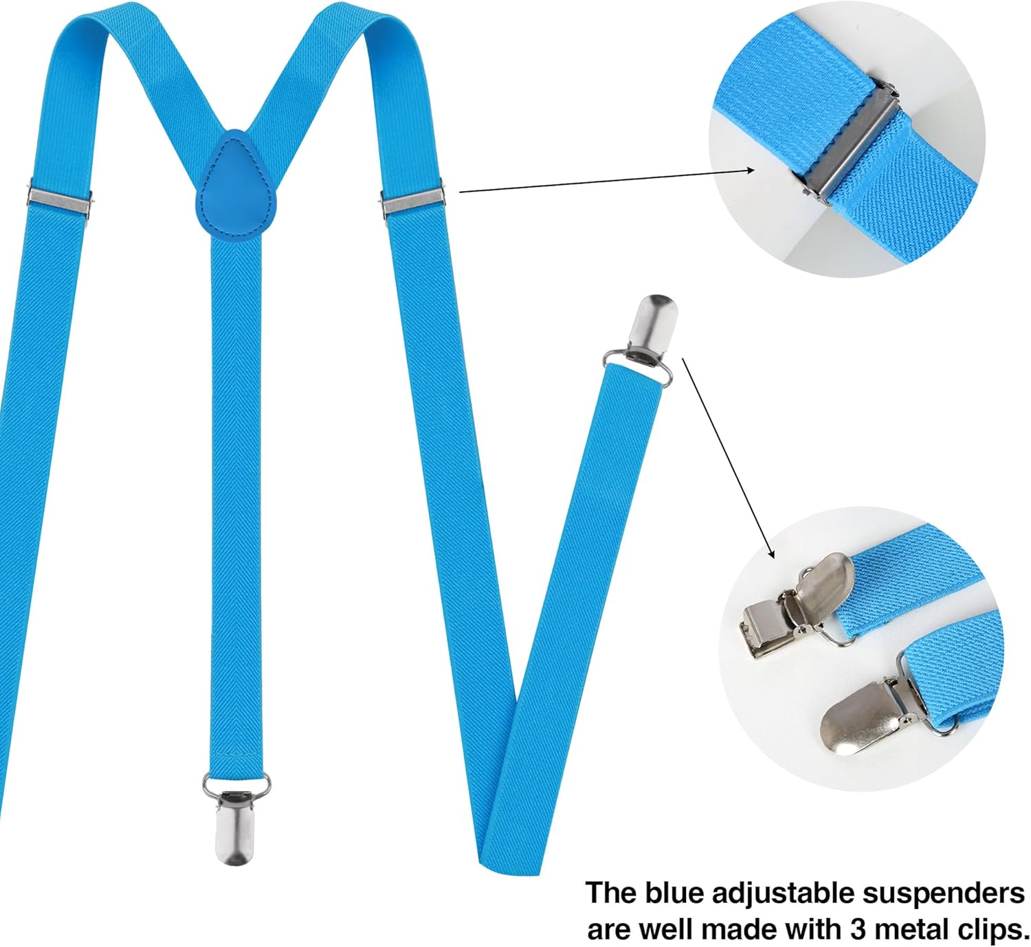 6 Pcs Women's Halloween Costume Accessories Set, Goggles/Yellow Beanie/Blue Dress/Blue Suspenders/Gloves/Yellow Stockings - Image 6