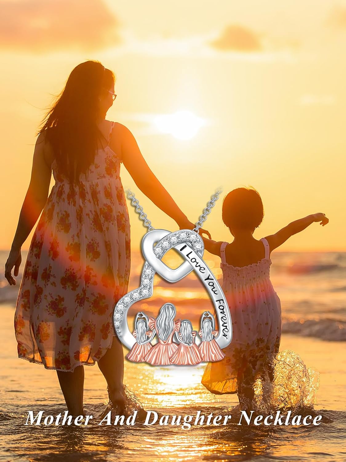 Dorunmo Mother and 1/2/3 Daughters/Son Necklace 925 Sterling Silver Mom Necklace Sisters Jewelry Heart Pendant Christmas Jewelry for Women - Image 5