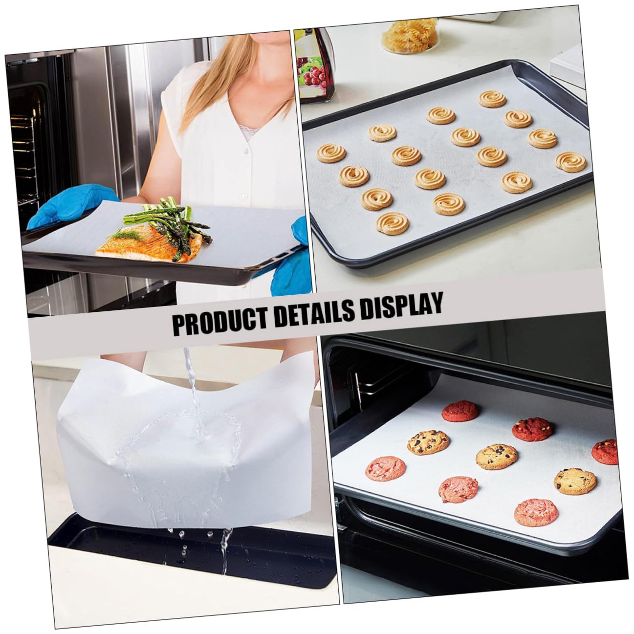 Wiederverwendbare Silikon Backmatte Rutschfest Hitzebeständig Antihaftbeschichtet Langlebige Dauerbackmatte für Backofen und Heißluftfritteuse Vielseitig