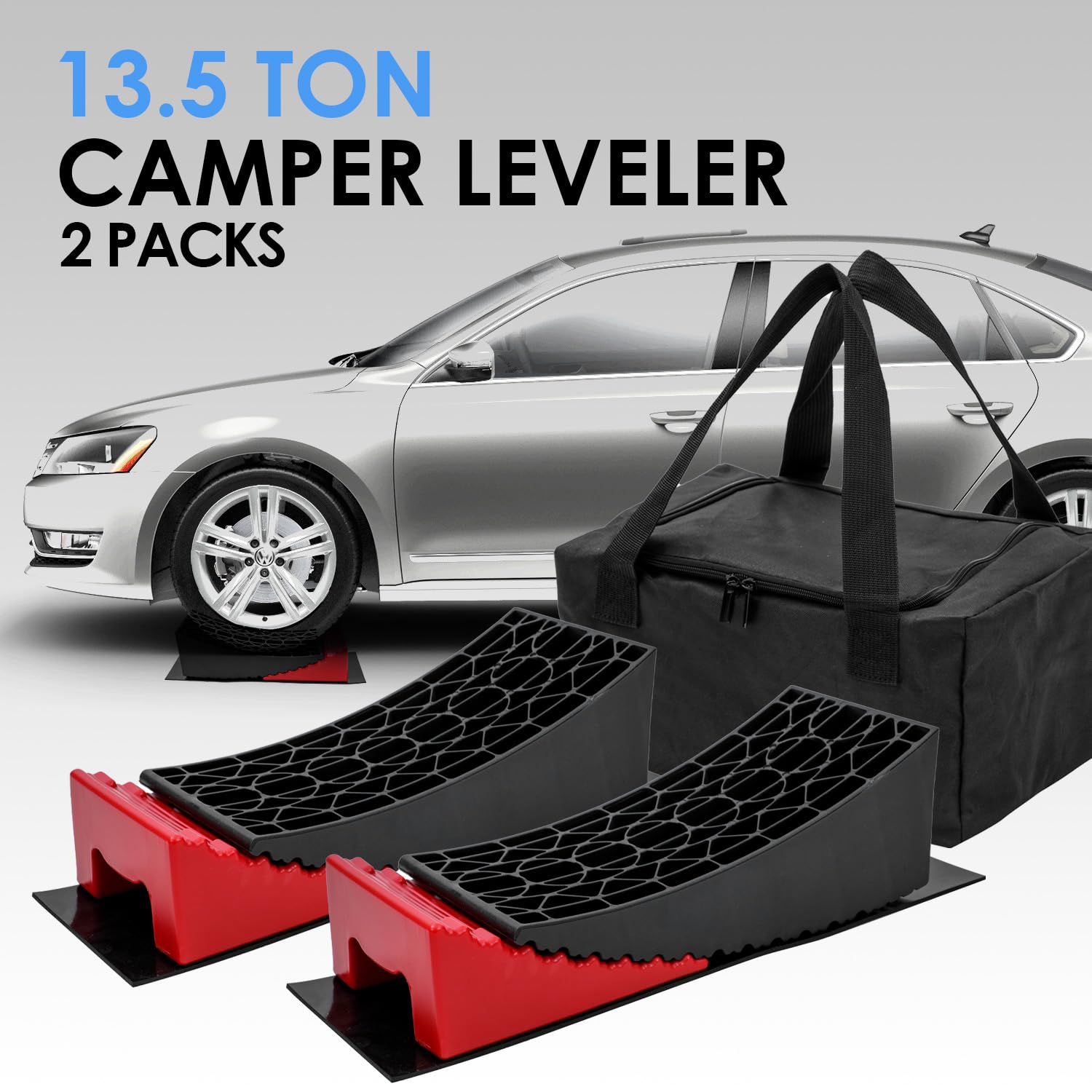 KATSU Tools Paquete de 2 niveladores para caravanas, rampas niveladoras para caravanas, Bloques de 13,5 toneladas de Capacidad, Resistentes para autocaravanas, Furgonetas y remolques