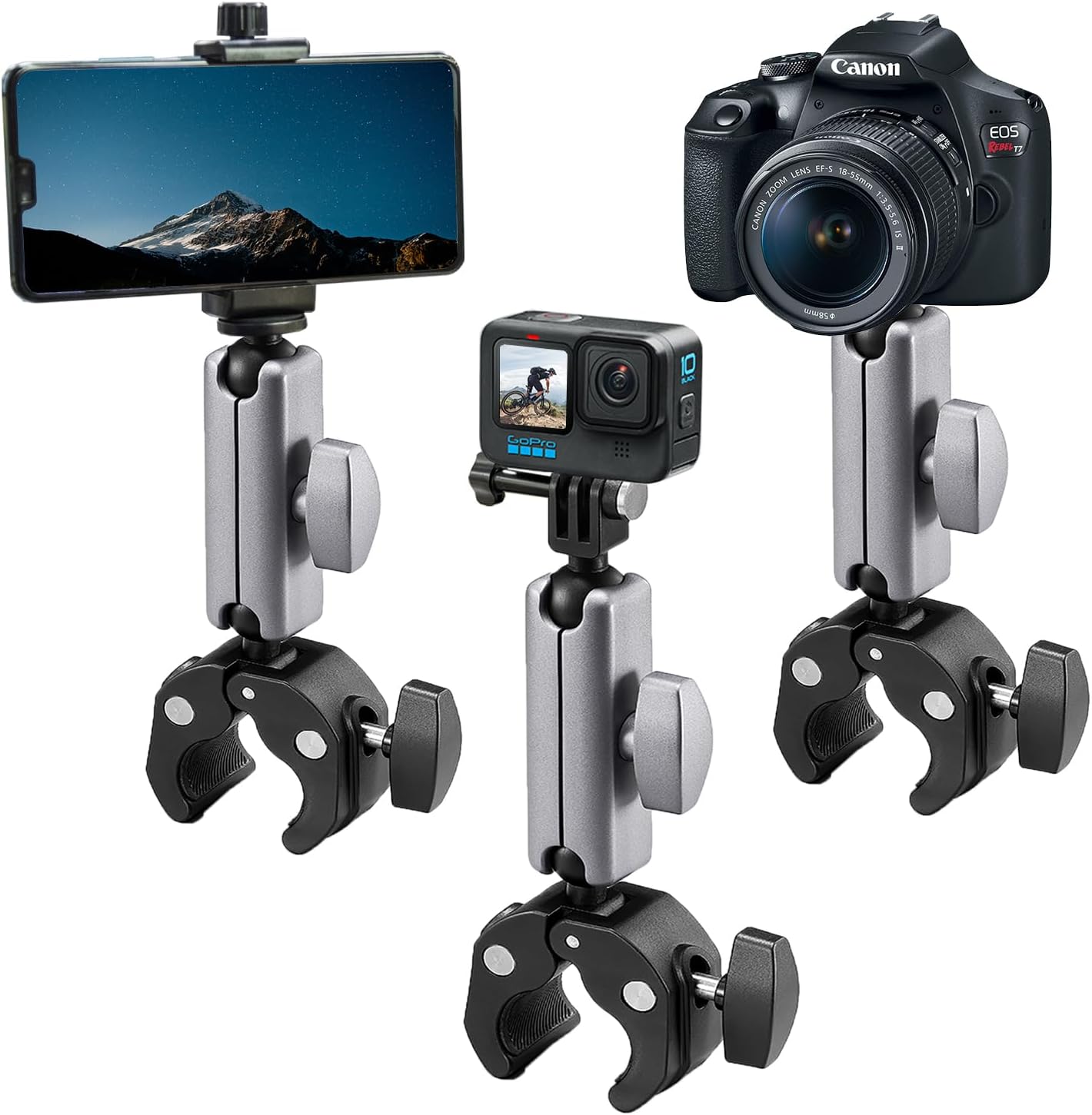 - Suptig Camera Mount Super Clamp Pole Mount Tripod Clamp for Phon, Gopro Hero 13 Hero 12 11 10 9 8 7 6 5, Gopro max2, Insta 360, DJI osmo Canon DSLR etc.