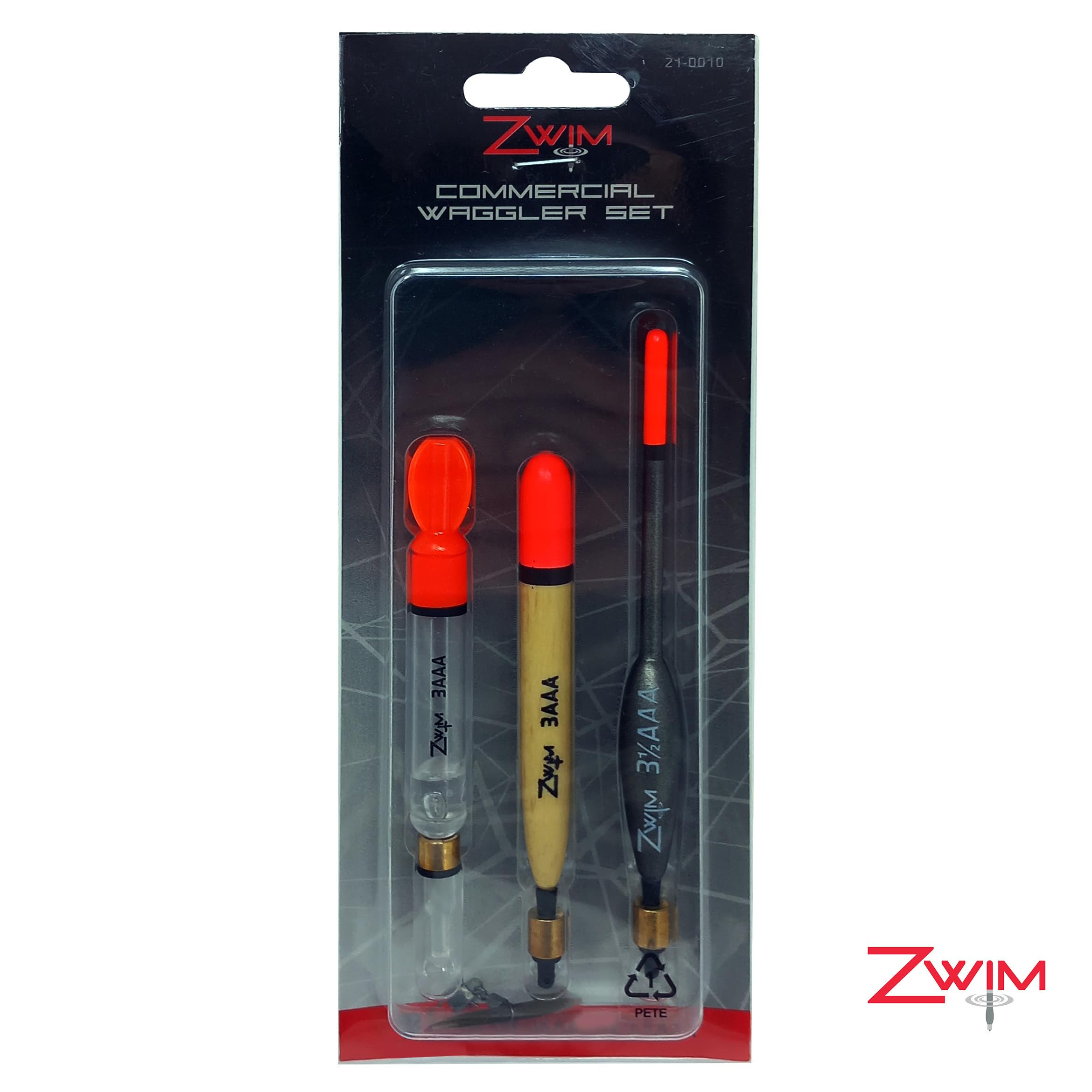 Pesca – Set di 3 galleggianti per pesca alla carpa, con adattatore galleggiante e punte ad alta visibilità, resistenti, in balsa trasparente e corpo nero [21-0010]