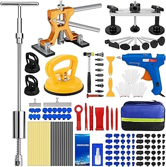 Car Dent Puller Kit, 135 PCS Paintless Dent Removal Kit, Car Dent Repair Kit with Slide Hammer 2 in 1 T-bar, Golden Lifter, Bridge Puller, Suction Cup, Dent Remover Tool for Car Hail Damage DIY Repair