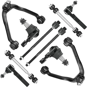 10Pcs RWD Front Suspension Upper Control Arms with Ball Joint Sway Bars Tie Rods Kit for Chevrolet Silverado GMC Sierra 1500 1999-2006 w/Coil Spring Sus.