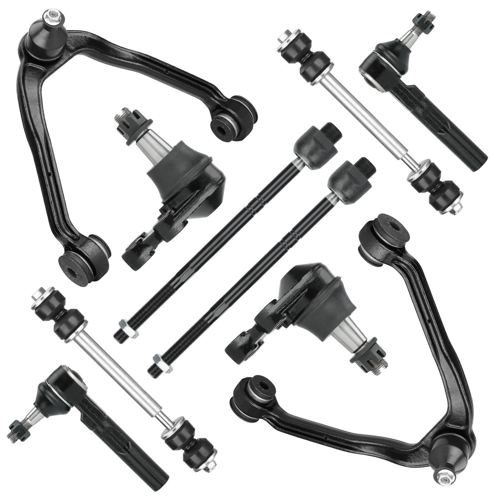 Photo 1 of 10Pcs RWD Front Suspension Upper Control Arms with Ball Joint Sway Bars Tie Rods Kit for Chevrolet Silverado, for GMC Sierra 1500 1999-2006 (w/Coil Spring Sus.)