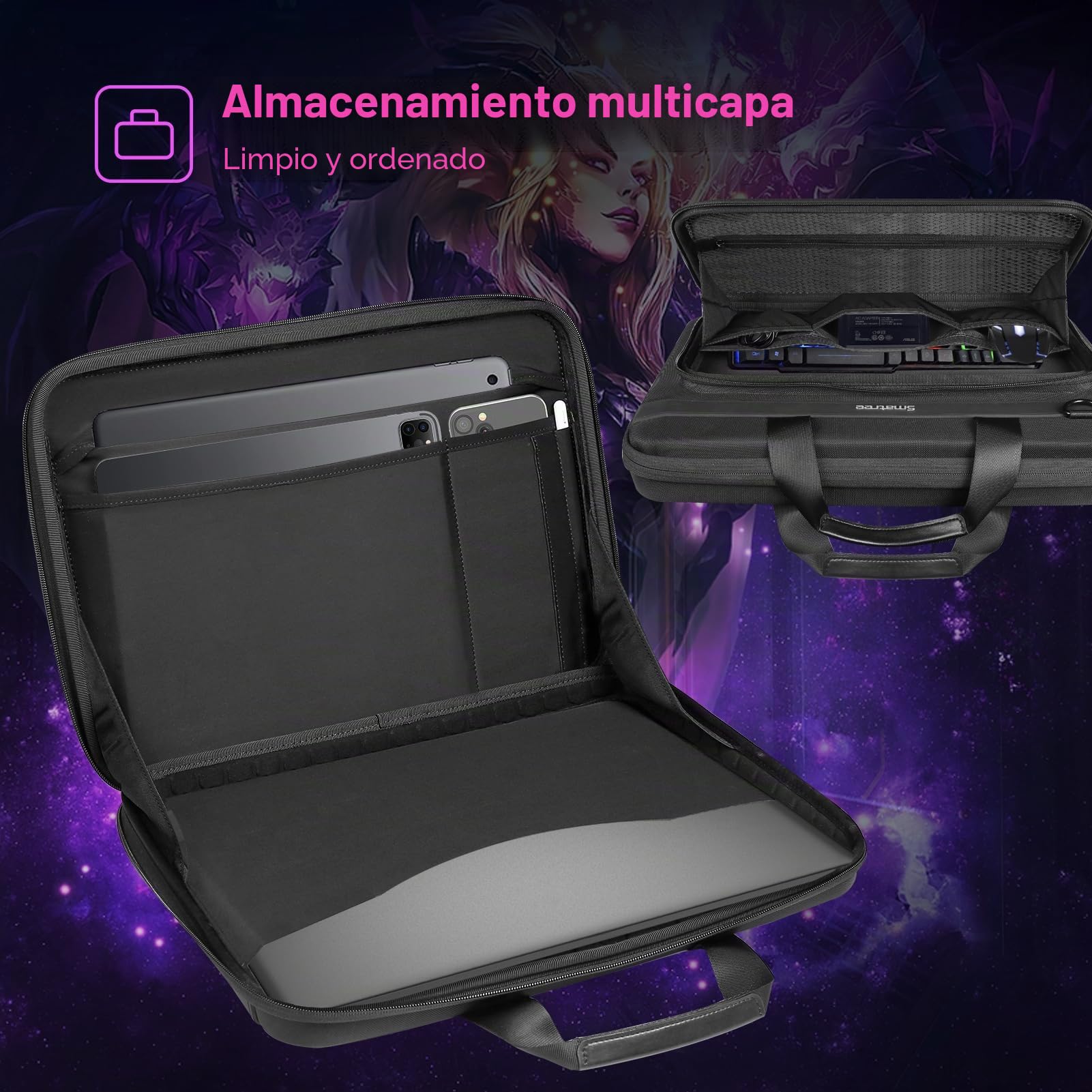 Smatree Maletín rígido, Funda de Transporte compatible para Acer Nitro 5/Aspire 7,para ASUS ROG Strix G16/SCAR 16, para DELL m16 R2/m16/G16, para MSI Stealth 16/GF65 Thin,para HP OMEN Laptop 16 (A800)