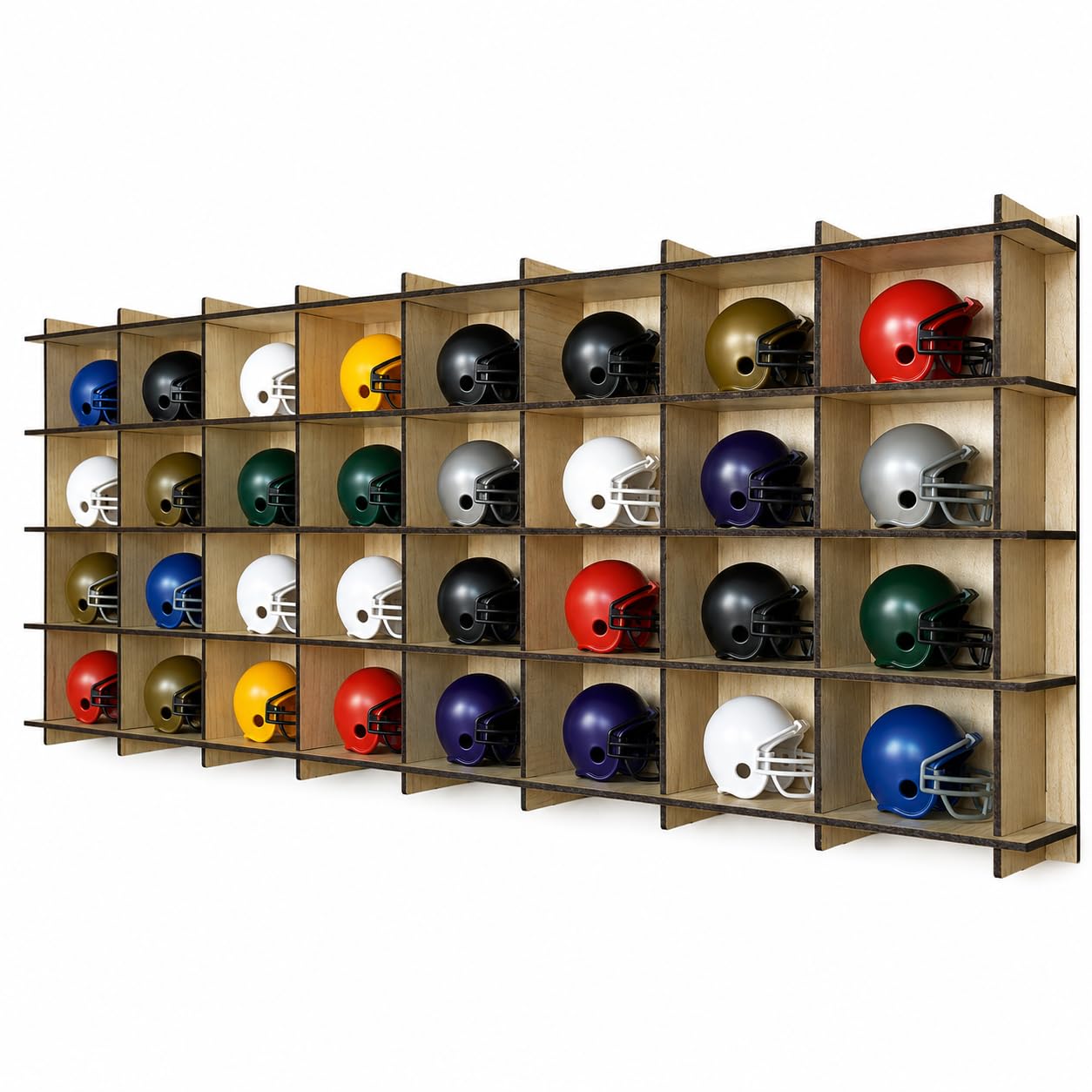 32 / 6 Color Mini Helmet Display Case,Mini Football Helmets,Football Helmet Display Case,Mini Football Helmet Organizer (Maple) : Sports & Outdoors