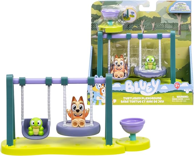 Bluey Mini Playset Parque de Columpios, Set de la Serie Animada, Playset con Figuras Articuladas Amigos, Muñecos de la Serie Infantil, Juguetes Exclusivos, Famosa (BLY90110)