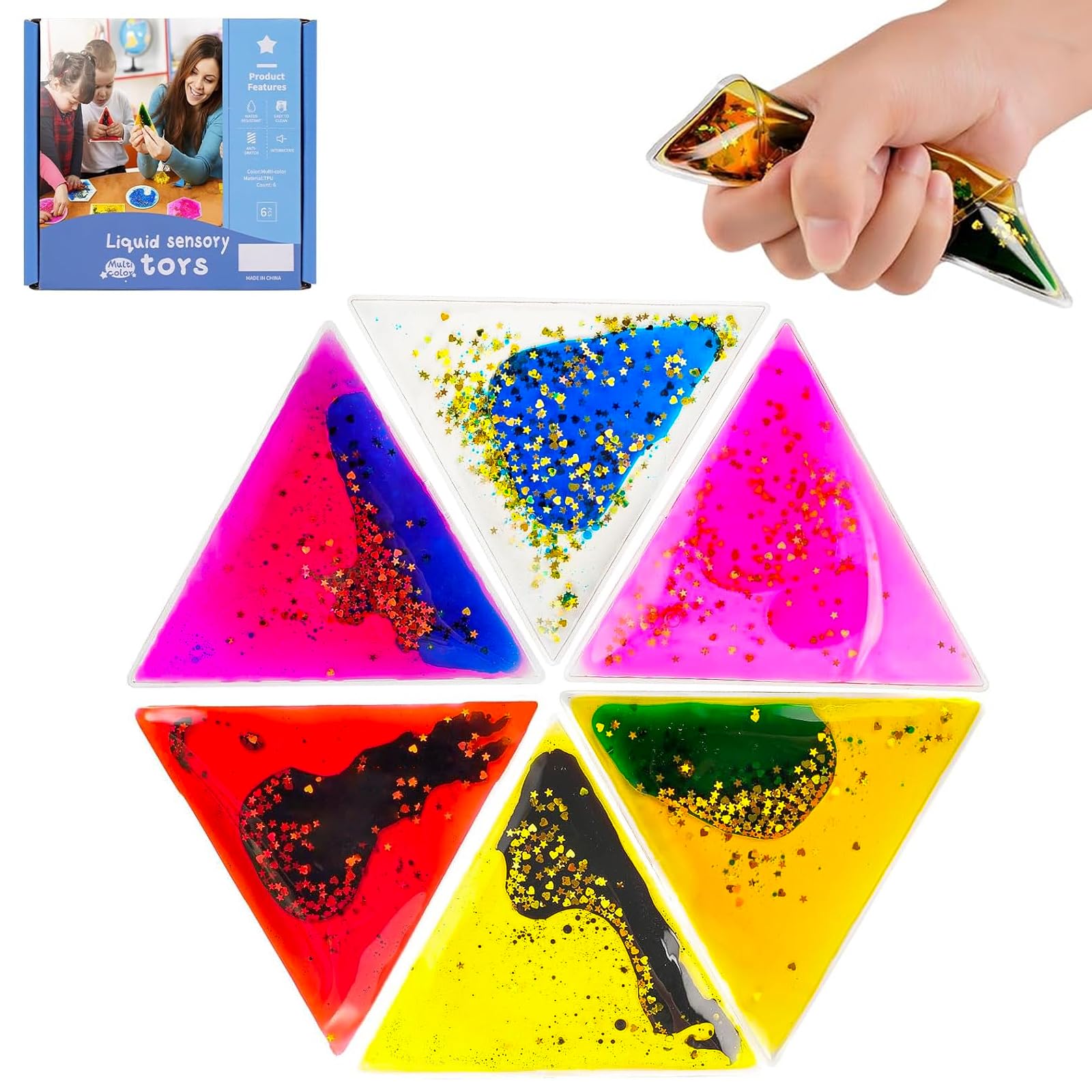 Onyoloy Liquid Motion Toys Sensory mats : 6pack Sensory Fidget Toys Water Sensory Toys for Autistic Children