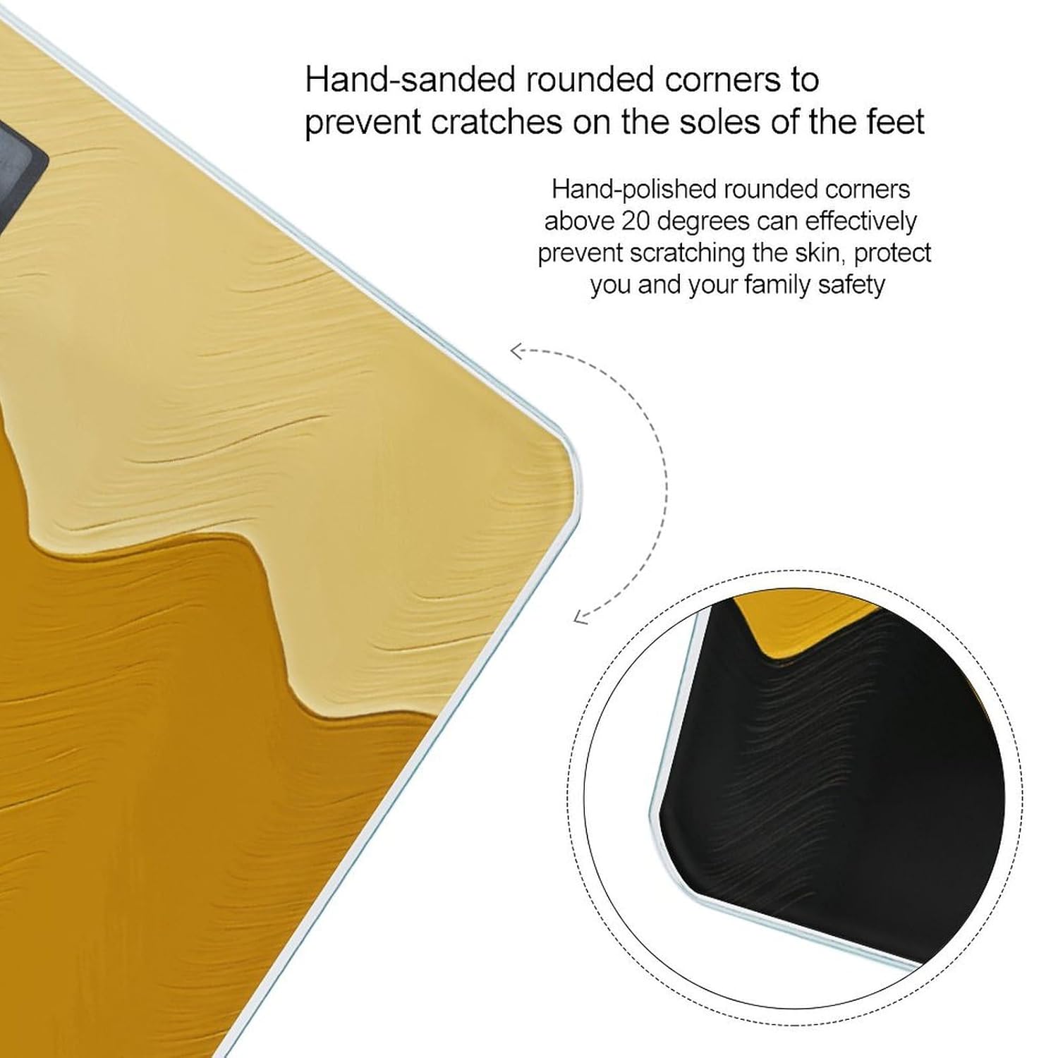 Mustard Yellow and Black Bathroom Scale Rounded Smart Scale for Body Weight Automatic Power On/Off Weight Scales Accurate Bathroom Digital Scales for Pet Home Bedroom Kitchen