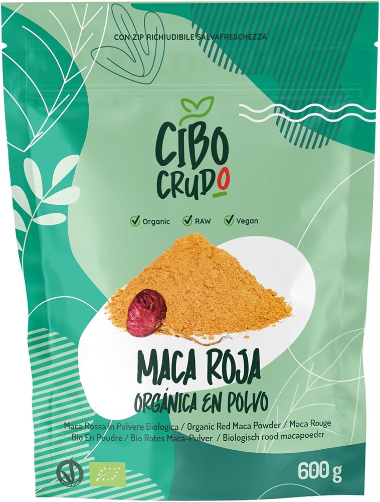 Cibo Crudo Maca roja orgánica en polvo de Perú 600 g