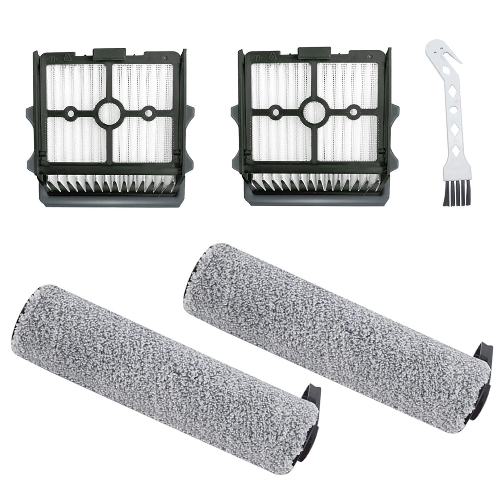SaferCCTV Replacement Brush Roller and Vacuum Filter Compatible with TINECO Floor ONE S5/Floor One S5 PRO Cordless Wet Dry Vacuum Cleaner, 2 Pack Brush Rollers and 2 Pack HEPA Filters