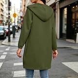 eoeioa Long Zip Up Hoodie Women Trendy A005- Army Green – product photo 3 of 5