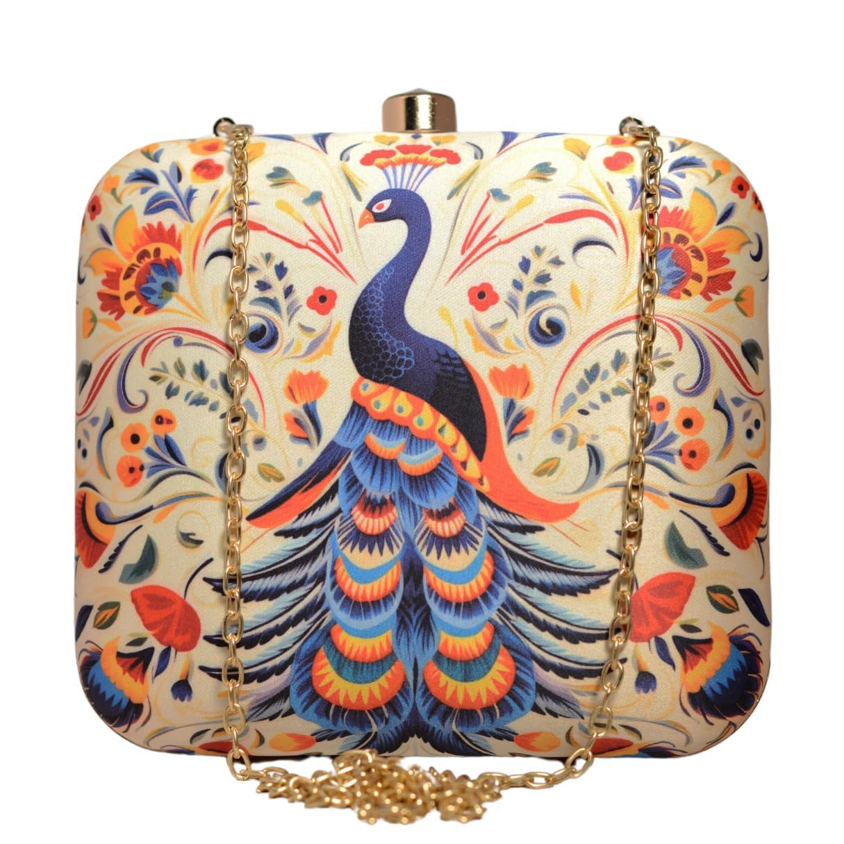 artklim Peacock Printed Clutch Bag For Women With Detachable Chain Strap | Gifts For Women & Girls | Rakhi Gift | Rakhi Gift for Sister | Rakhi Sister Gift-picture-29