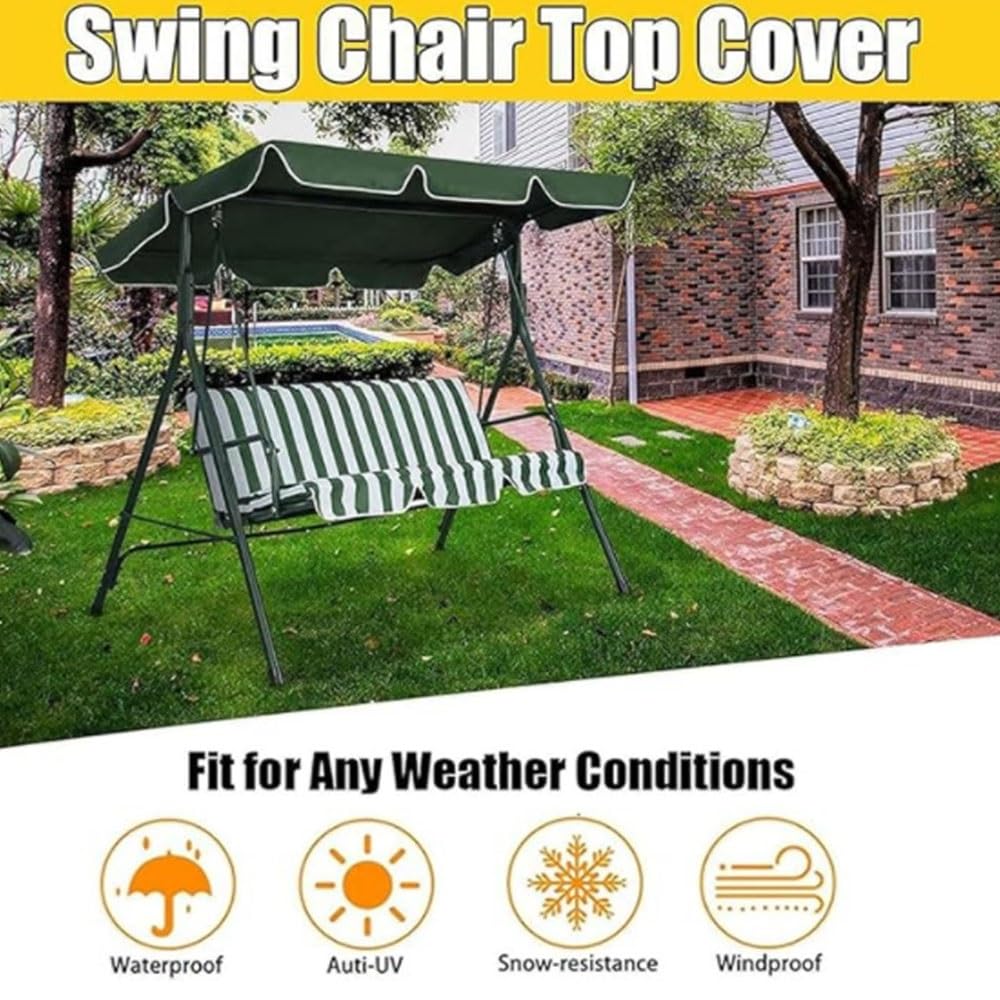 Wasserdicht Dach Für Hollywoodschaukel 2 3 Sitzer Universal Dach Gartenschaukel Bezug, UV-Schutz Hollywoodschaukel Ersatz-Bezug Ersatzbezug Sonnendach(Green,98x72.8in-249x185cm)