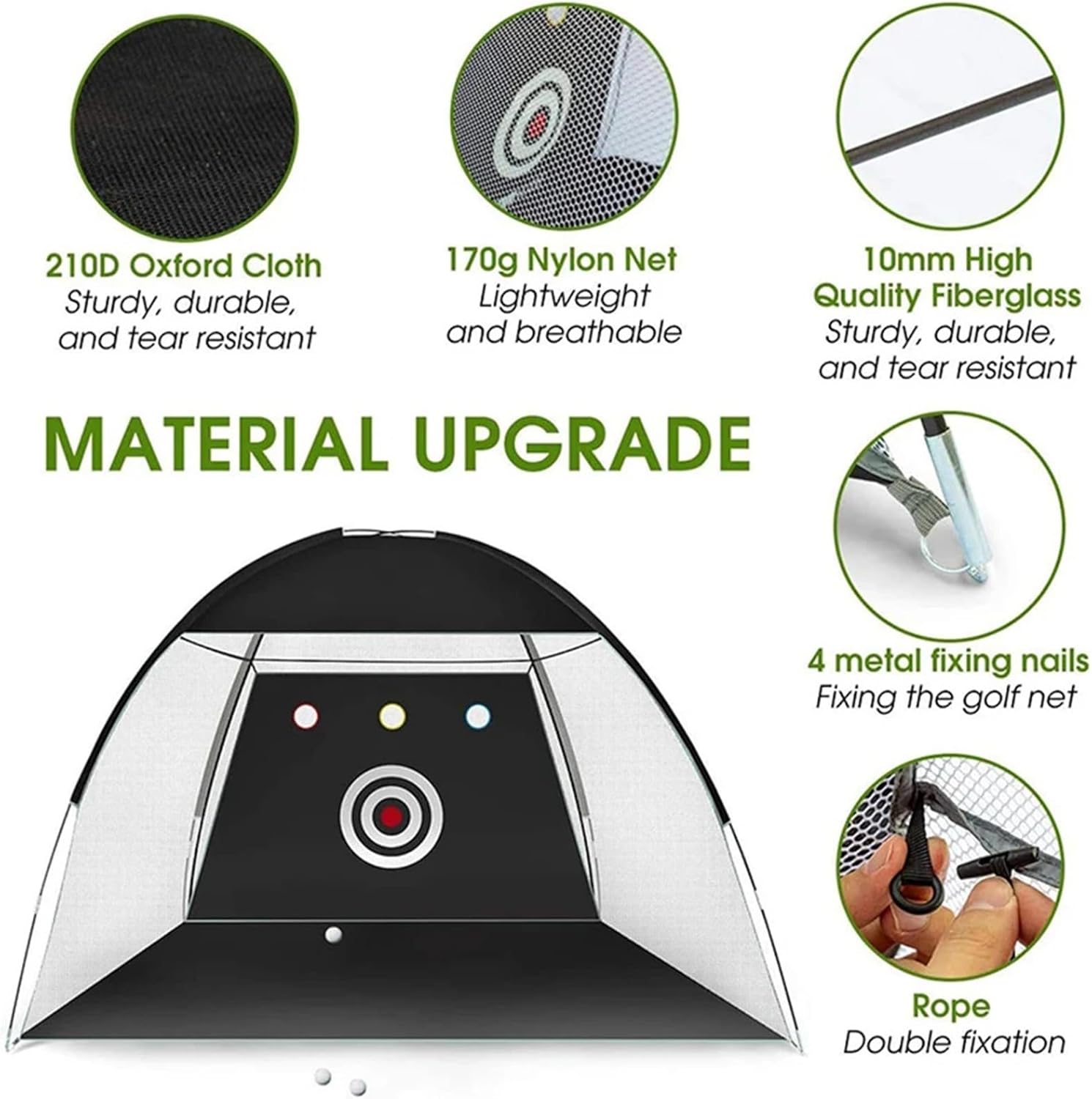 Golf Hitting Net 10ft/6.7ft with Mat, 5 Balls & Tee Portable Indoor Outdoor Training Set for Adults and Kids