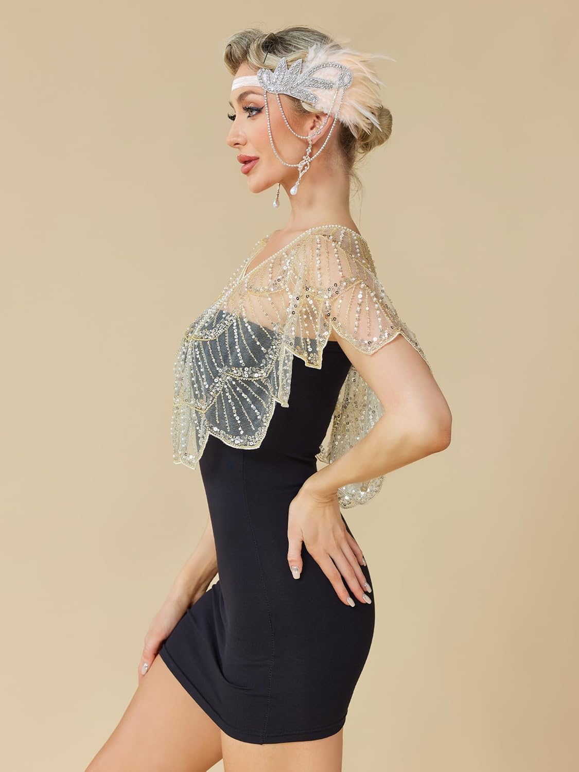 1920s Shawl Wraps for Women, Sequin Beaded Shawls and Wraps for Evening Dresses Party - Image 3