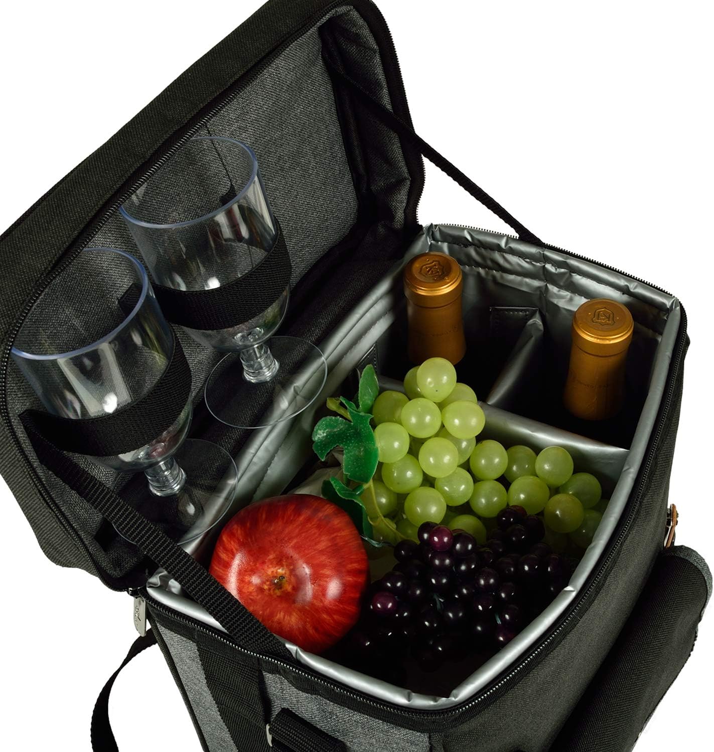 Picnic at Ascot Personalized Monogrammed Wine and Cheese Picnic Basket/Cooler with Hardwood Cutting Board, Cheese Knife and Corkscrew, Assembled & Quality Approved in The USA