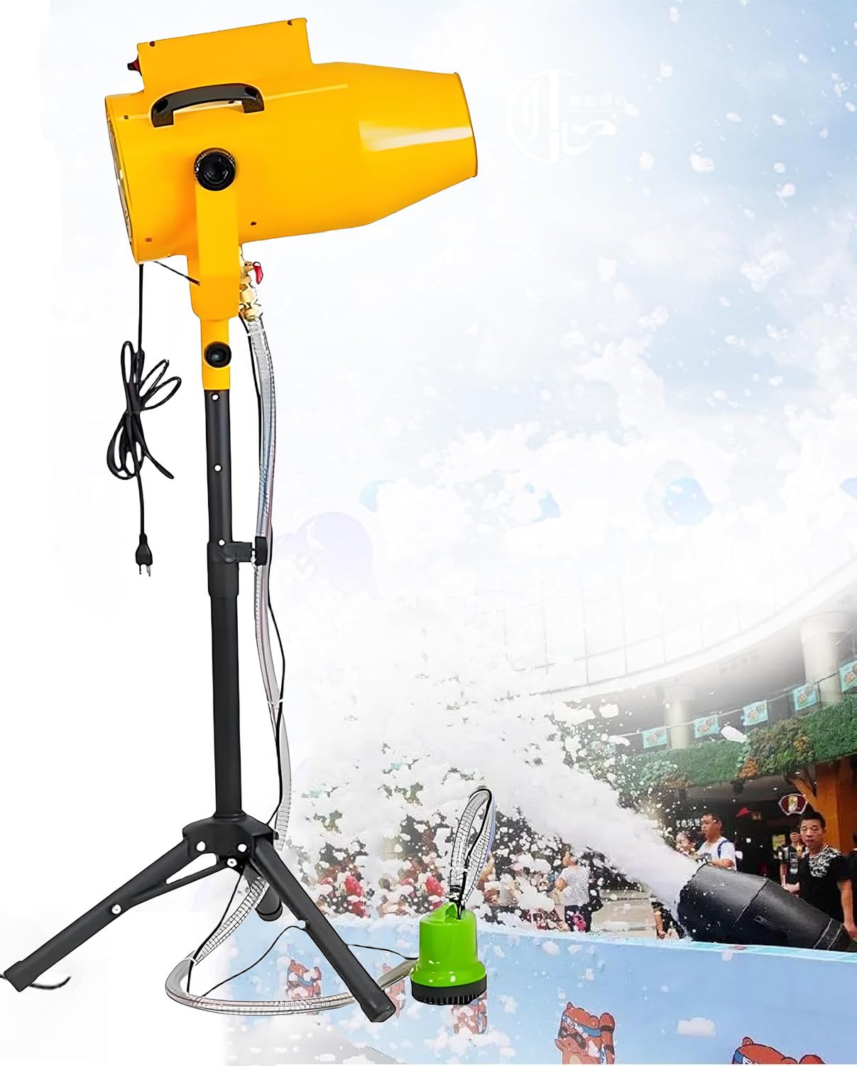 Party Foam Cannon, Large Stage Shaking Head Jet, Outdoor Indoor Jet Foam Machine, Large Foams Production, Water Pump, 6-10M Distance, For Christmas Events,Photography, Parent-Child Activities Yellow
