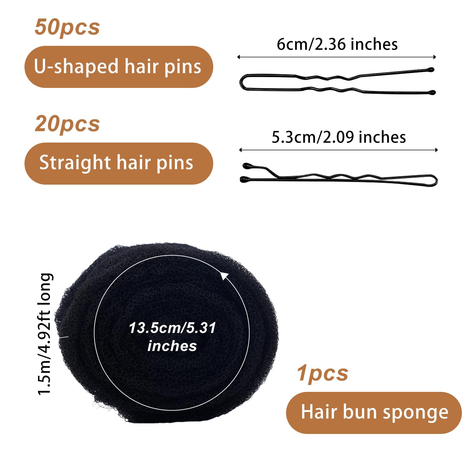 Hair Sponge for Updo 4.92ft Long Hair Padding Updos Hairs Filler Bun Maker Bumps Volume Insert Styling Tool for Women Men Instant Buns & Voluminous Updos (Black) - Image 2