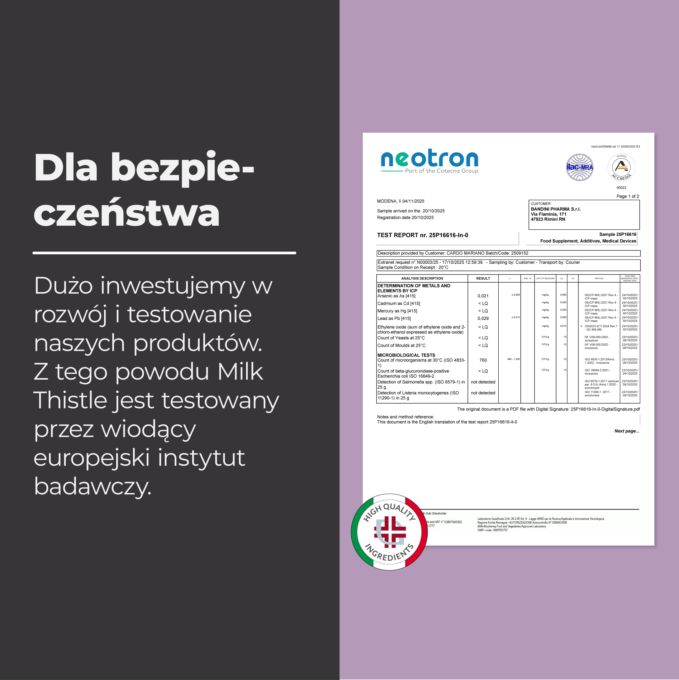 Bandini® Cardo Mariano Complex - karczoch mniszka lekarskiego - 150 kapsułek - wysoko dozowany z 80% sylimaryny - bez stearynianu magnezu, wyprodukowany we Włoszech - Wytwarzane metodą HPLC