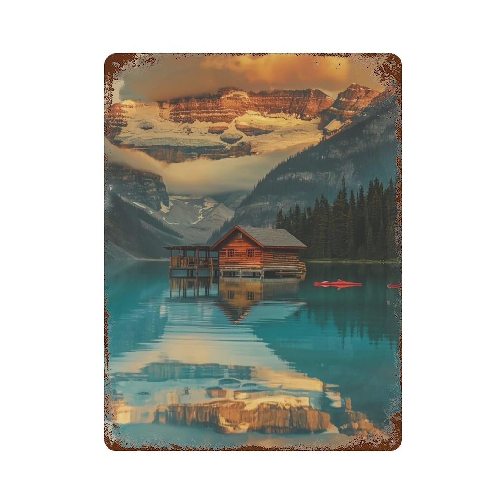 HDURYEYRYY Mountain Ski Cabin 03 Wall Retro Iron Vintage Art Metal Tin Sign Poster Modern Home Cofffee Club Art Bar Shop Decor Style 40x30cm