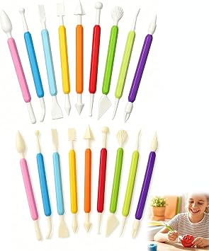 18Pcs Polymer Clay Tools, Plastic Clay Tools, Double-Ended DIY Pottery Tools Clay Sculpting Tool, Clay Modelling Pottery Carving Kit for Styling, Engraving, Embossing, Artwork Crafts
