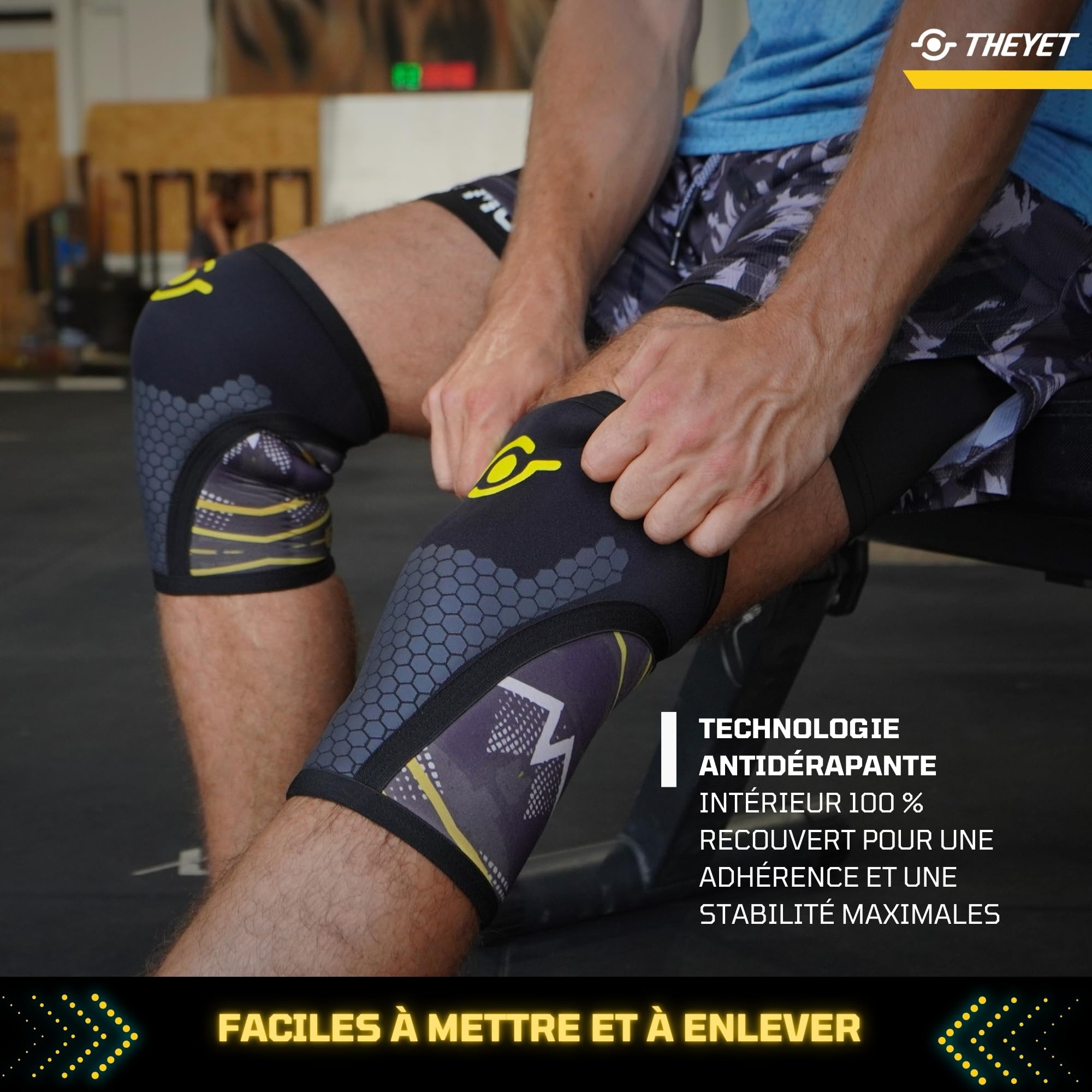 Theyet Genouillères Crossfit Haltérophilie 7mm Protections Sportives Genoux Musculation Maintien Femme Homme Néoprène Antidérapante