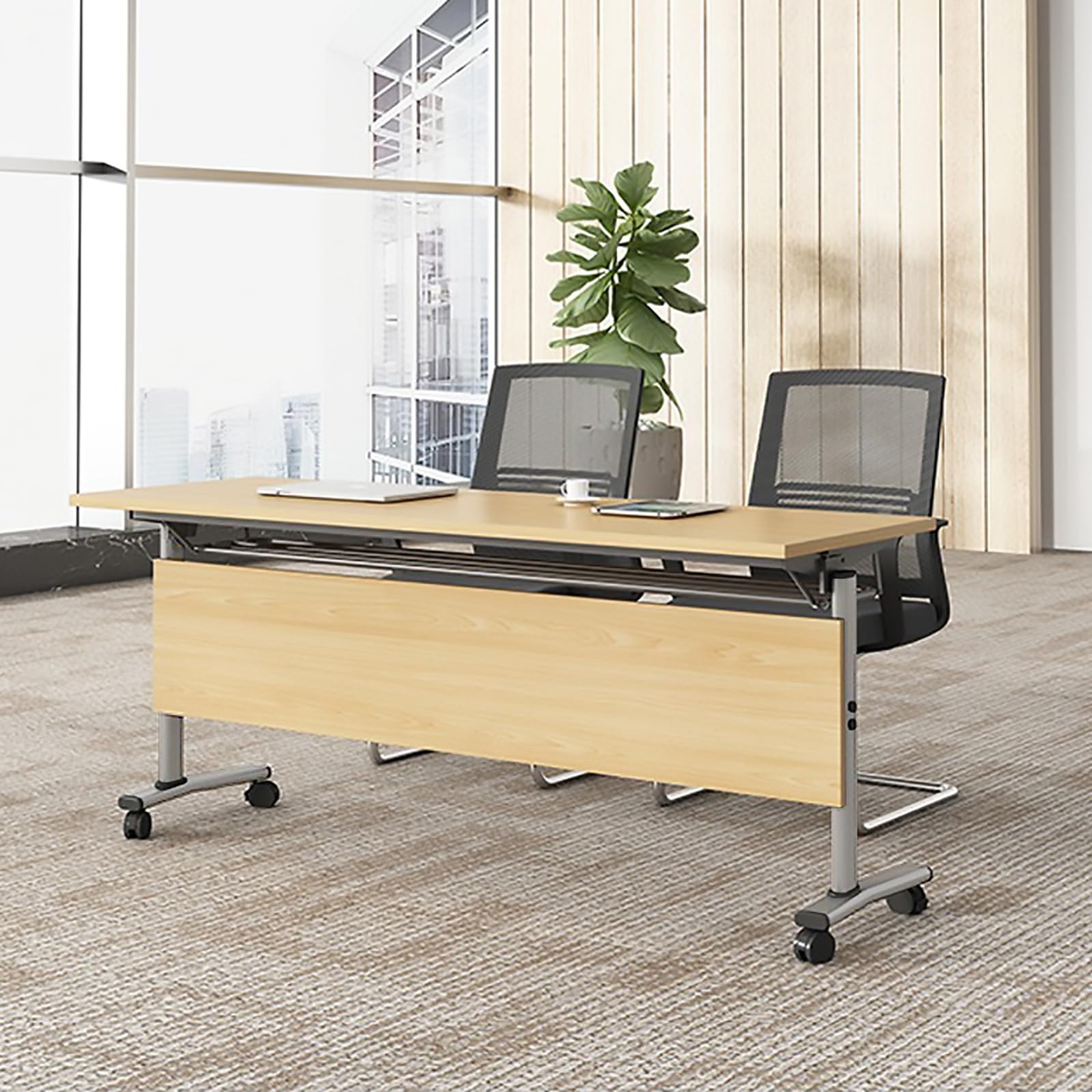 4 Pack - Modern Office Conference Room Table, Folding Training Table with Caster Wheels