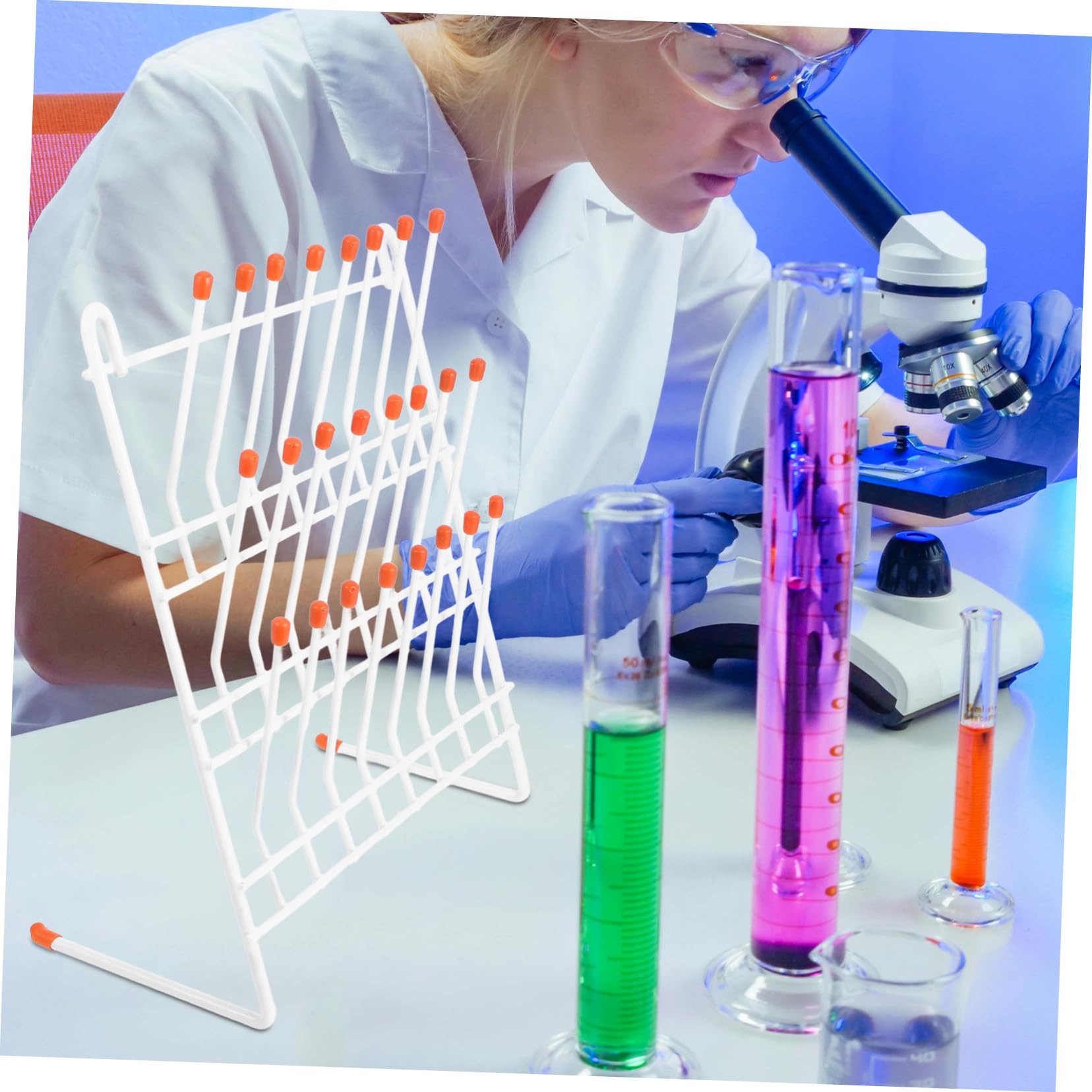 Beaupretty Rejilla de Goteo para Laboratorio Posiciones Soporte para Secado de Vasos Rejilla para Tubos de Ensayo Escurrevasos para Secado de Probetas