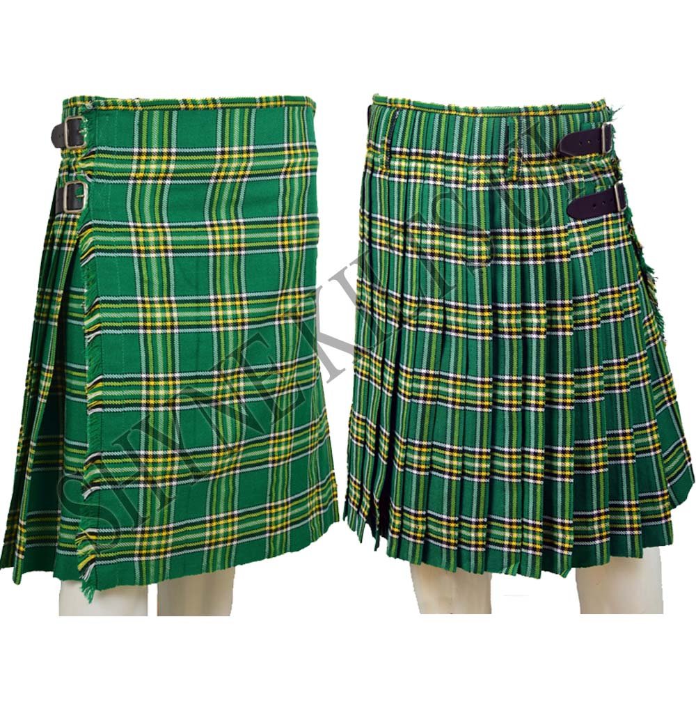 8 Yard Kilts Scottish Mens Kilts 16oz, Casual Kilt - Green Plaid