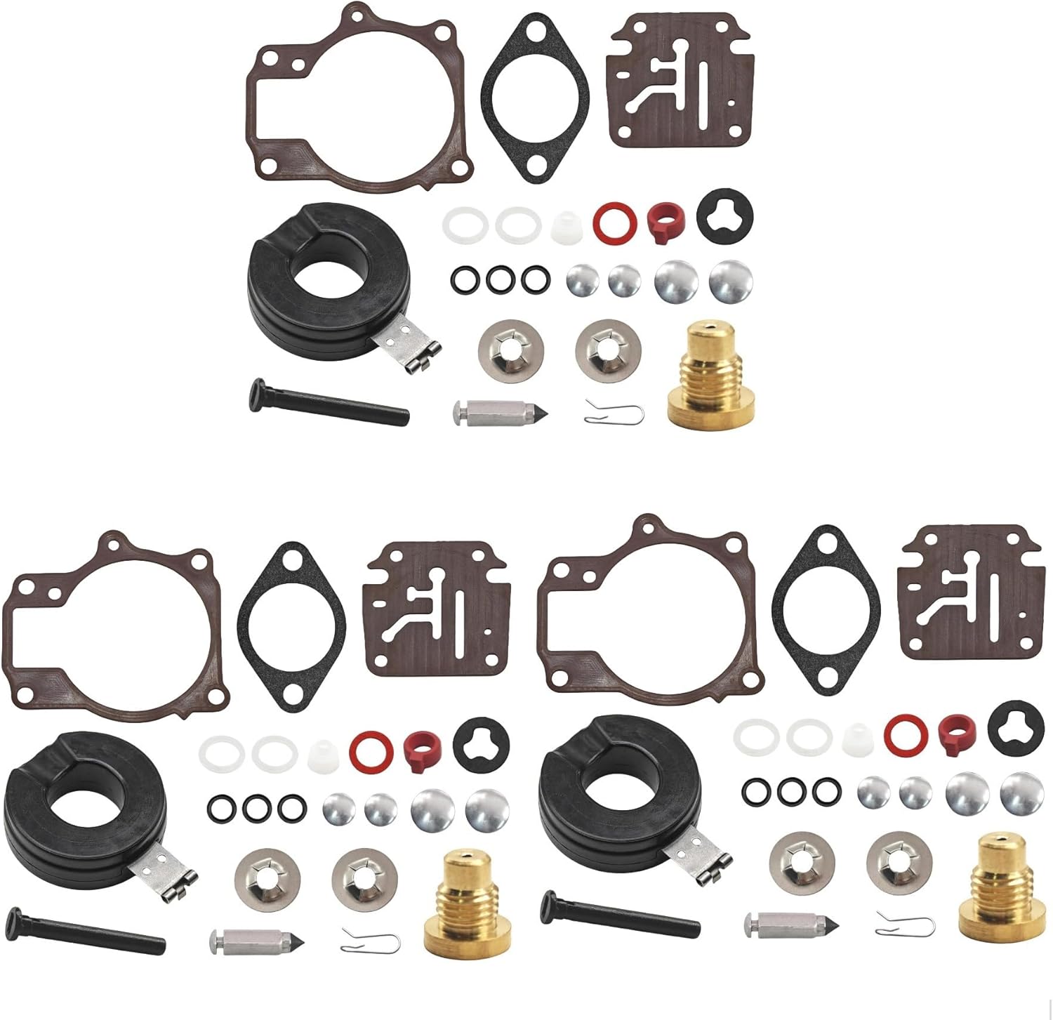 3 Pack 396701 Carburetor Rebuild Kit for Johnson Evinrude OMC 18 20 25 28 30 35 40 45 48 50 55 60 65 70 75 HP Outboard Models Carb Kit 398729 18-7042 9-37105