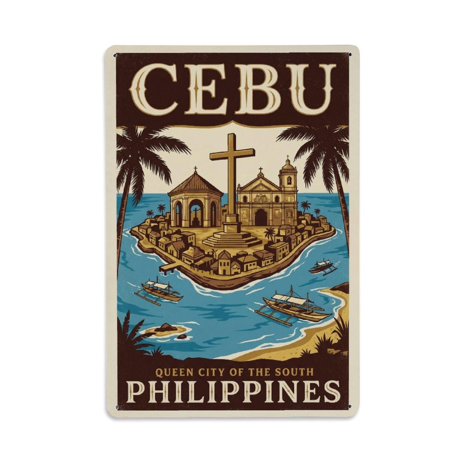Huiyhb 8X12inch(20X30cm) Travel Philippines Cebu Retro Metal Tin Sign