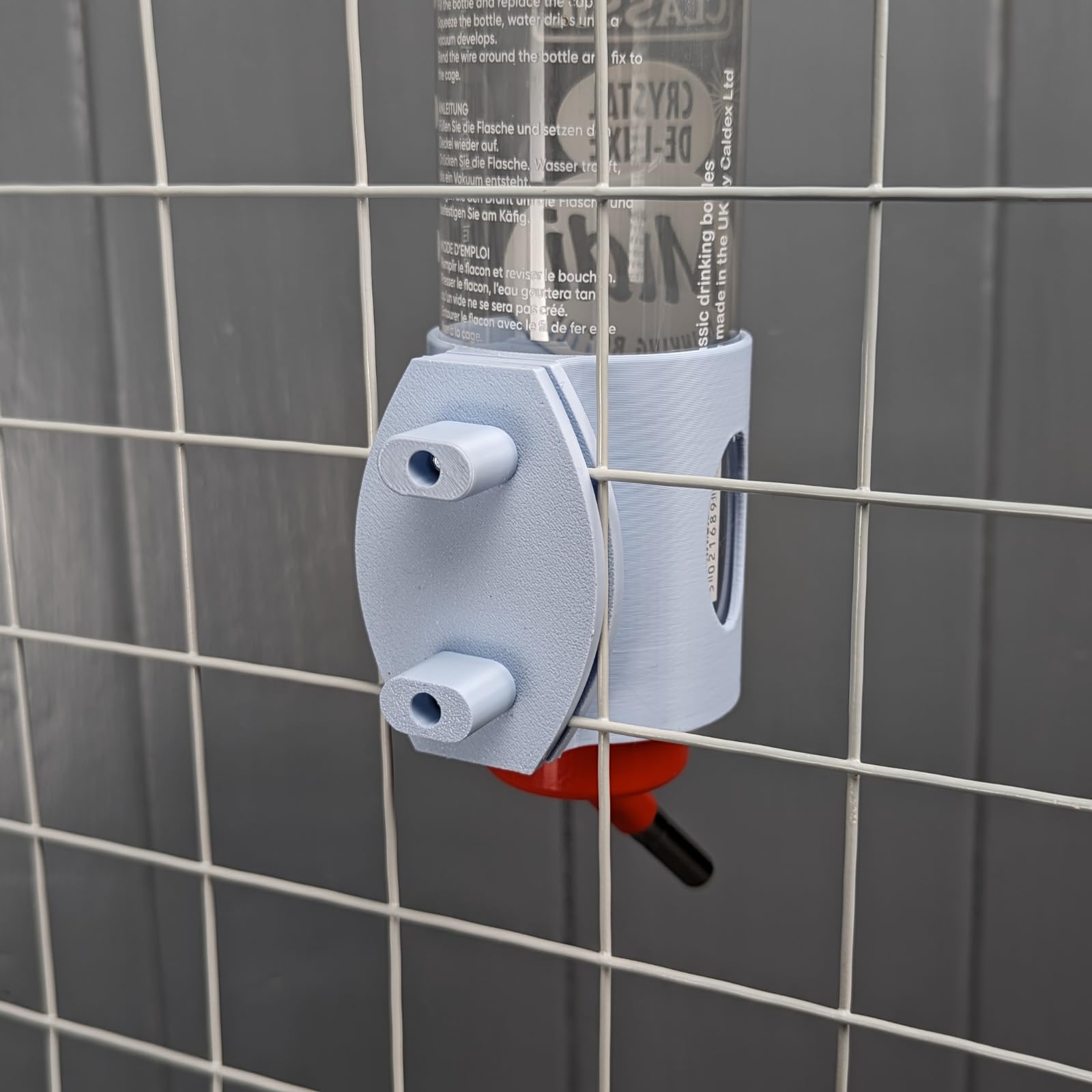 Guinea Pig & Rabbit Water Bottle Holder For Wall and Cage Mounting (Midi, Pastel Blue) — view 2