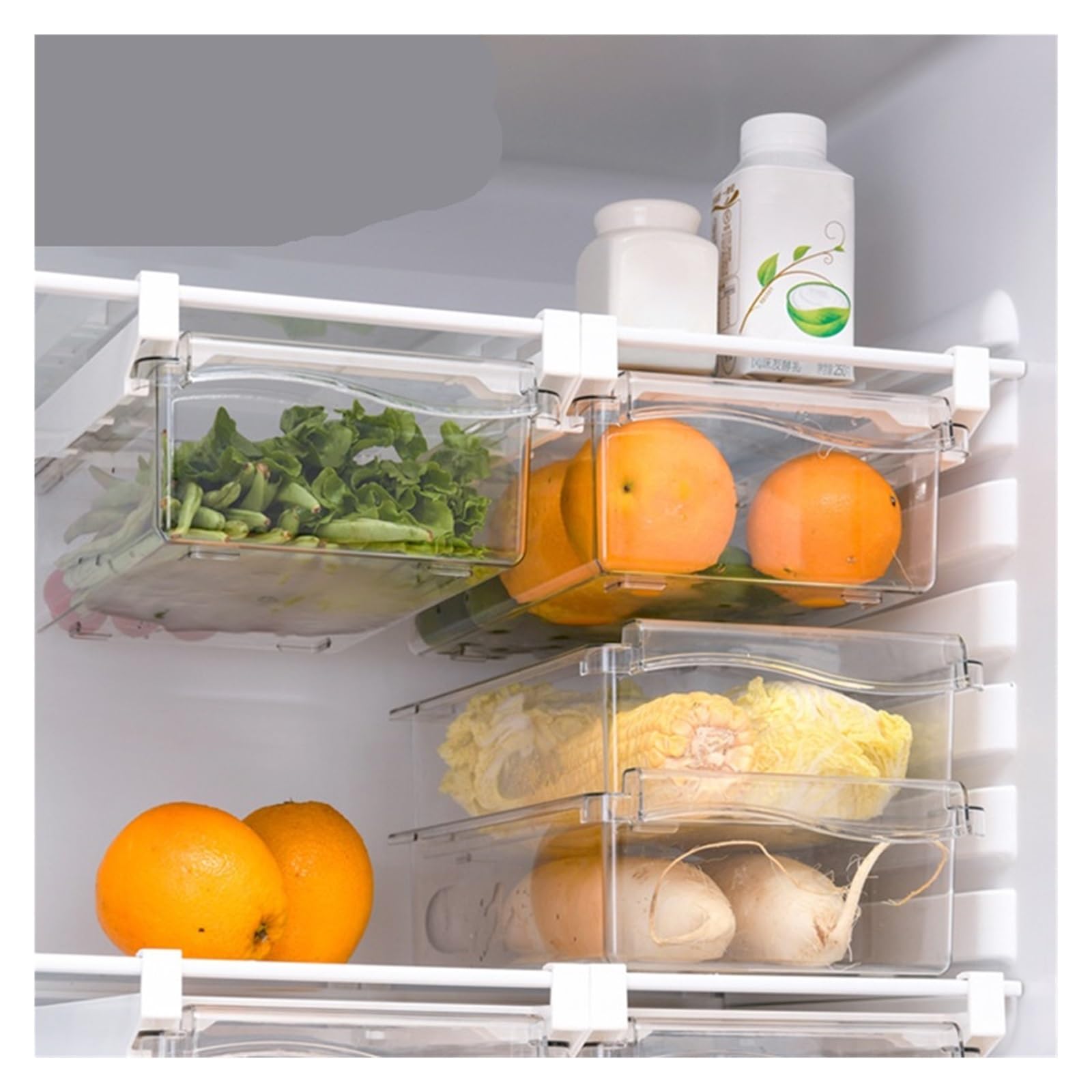 C Boîte à frid coulissante pour fruits et vétérinaires Transparent Plateau de cuisine Réfrigérateur peu encombrant