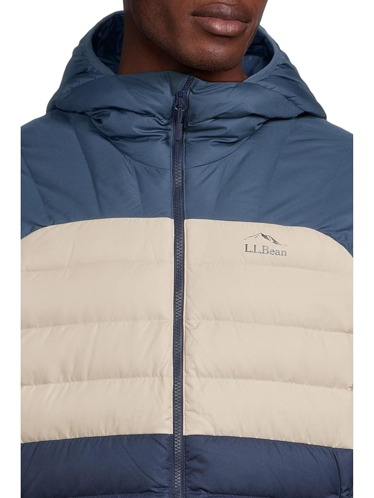 Navy L.L.Bean Bean's Down Hooded Jacket Color-Block