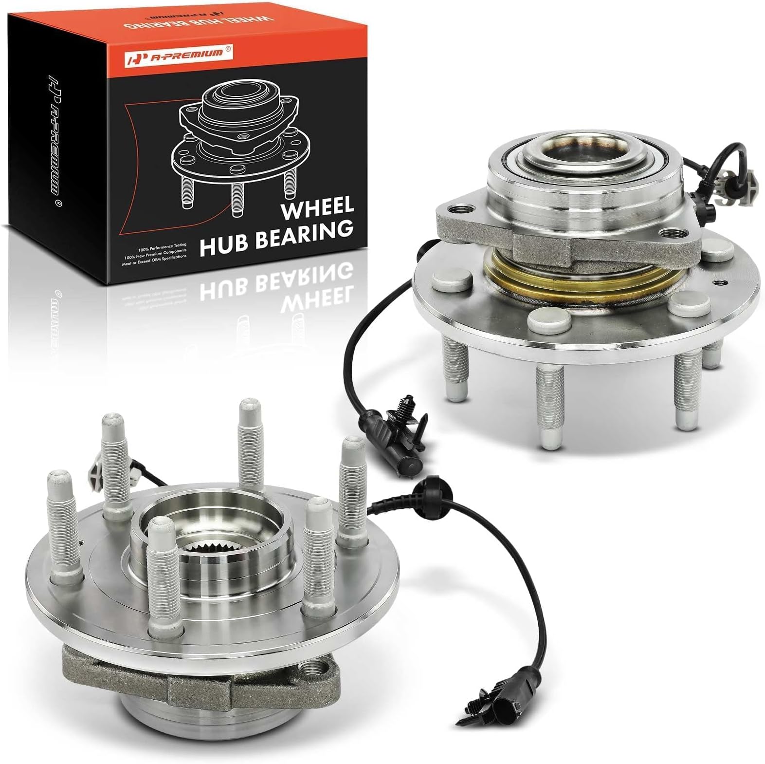 A-Premium 2 x Front Wheel Bearing Hub Assembly Compatible with 4WD Chevy Tahoe Silverado 1500 Suburban Avalanche, Cadillac Escalade ESV EXT, GMC Sierra Yukon XL 1500, with 6-Lug & ABS