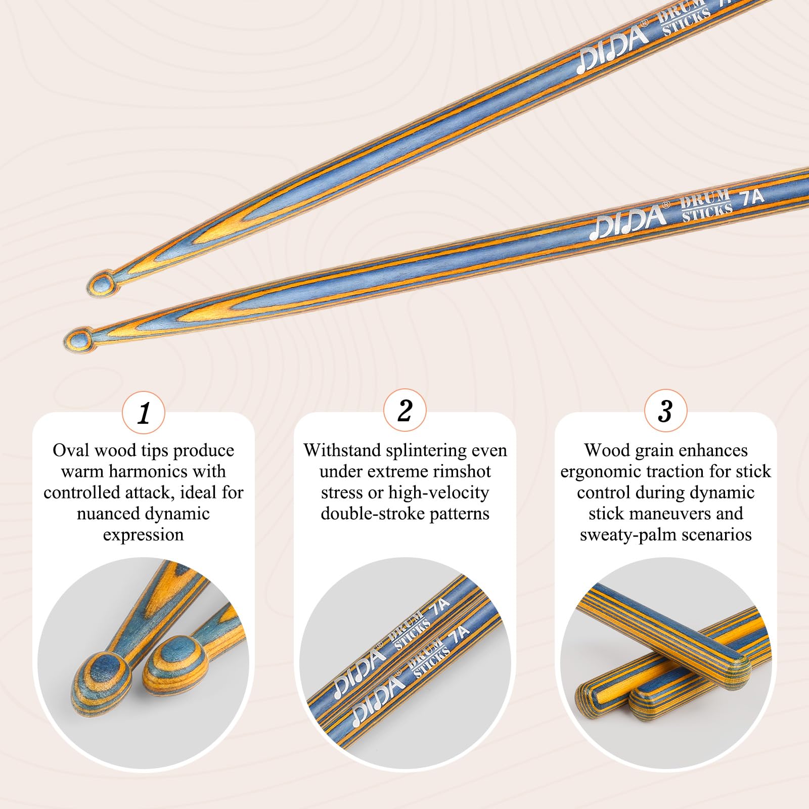 Drum sticks for Drums Wooden Drumsticks, Consistent Weight and Pitch - Image 4