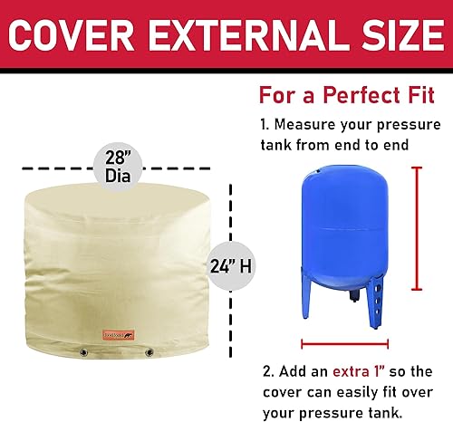 Vista 20 de Redford Supply Co. Cold Snap (5°F) - Cubierta aislante redonda para tanque de presión, 3 vías, 8 pulgadas de diámetro x 12 pulgadas de alto, Beige