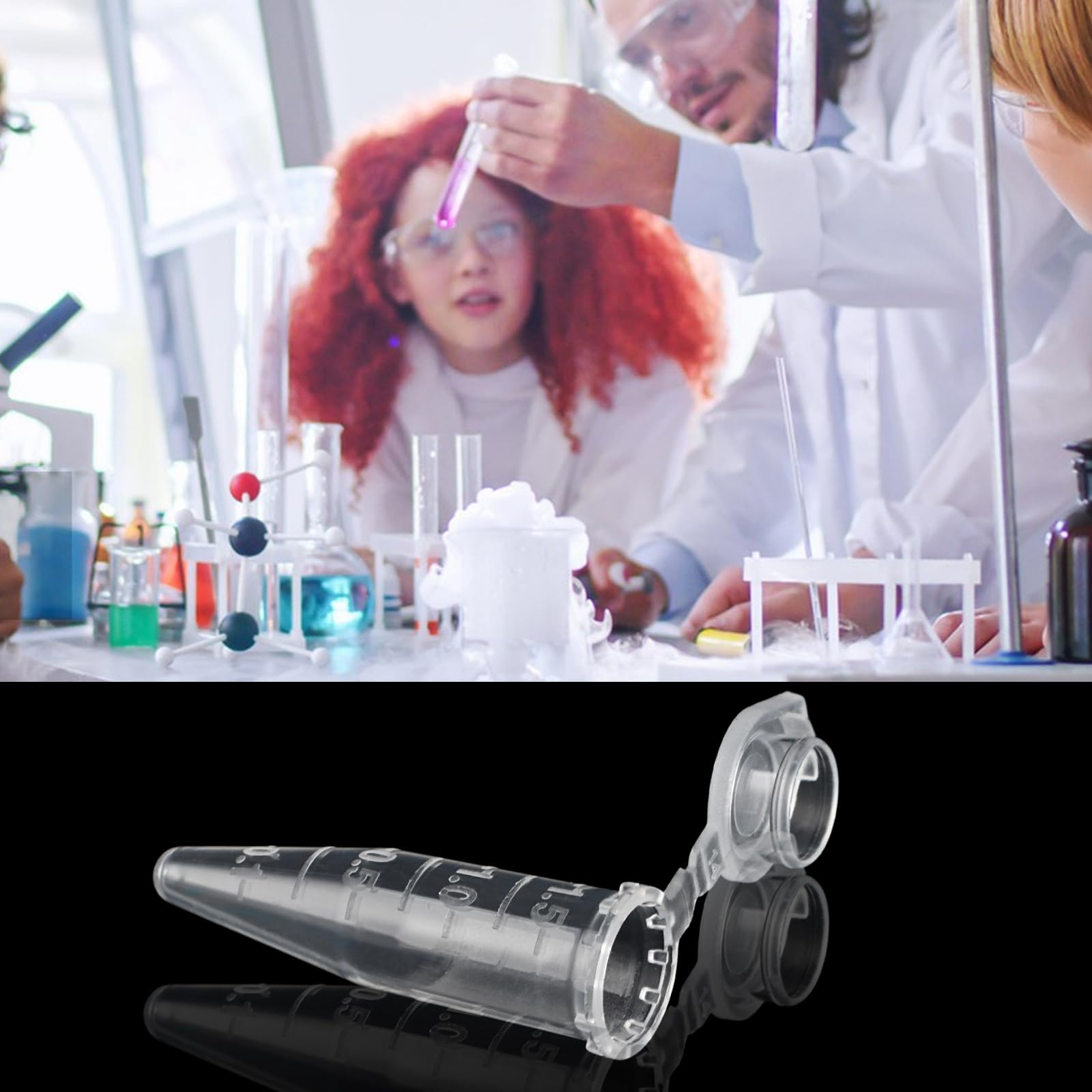 DAJAVE 1000 Stück Zentrifugenröhrchen 1,5 ml Reaktionsgefäße Durchsichtiges Mikrozentrifugenröhrchen aus Kunststoff, Probenröhrchen Zentrifuge Reagenzgläser Lagerung Vial mit Snap (1000PCS-1,5ML)