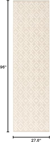 Miniatura 2 de SAFAVIEH Vermont Collection - Alfombra de pasillo, 2 pies 3 pulgadas x 8 pies, marfil, lana y algodón hechos a mano, ideal para zonas de alto