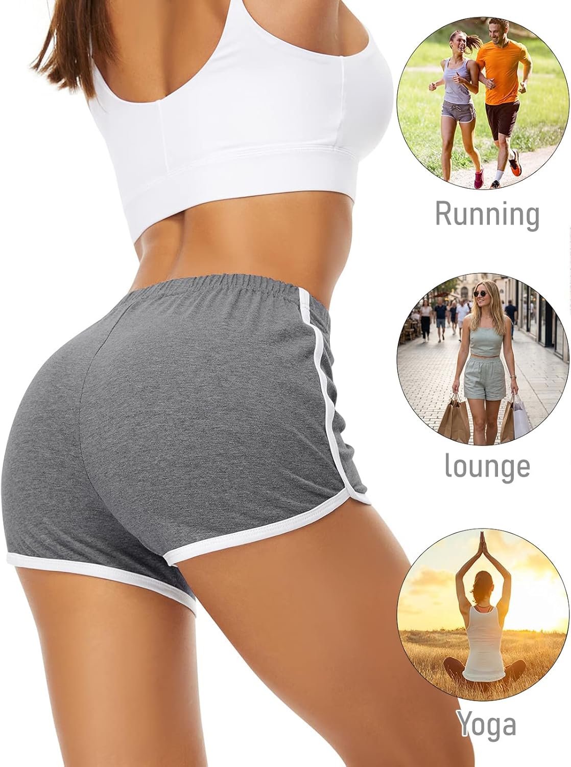 URATOT Women's Cotton Gym Yoga Summer Running Active Dance Elastic Shorts, Pack of 2 - Image 5