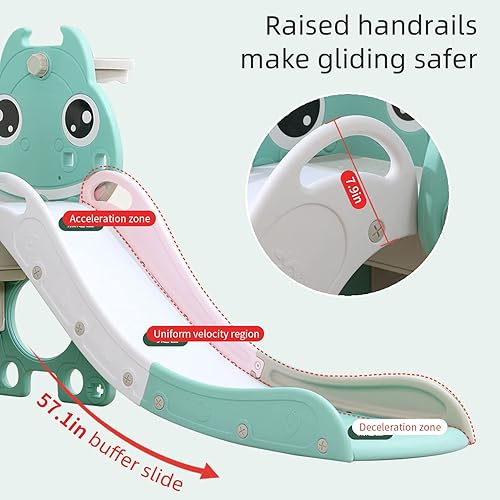 Miniatura 3 de UNICOO Juego de tobogán y columpio 4 en 1 para niños de 1 a 3 años, tobogán de bebé, columpio, aro de baloncesto para niños y niñas, juguetes para