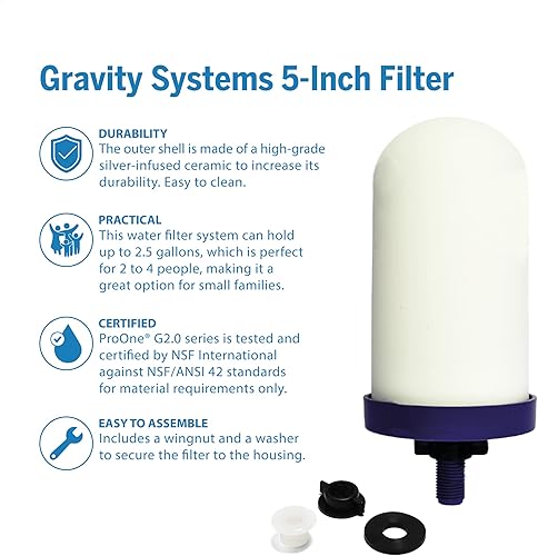 Miniatura 9 de ProOne (Par) G2.0 9 pulgadas de filtro de reemplazo de agua de gravedad, filtro de agua de repuesto Big+ para sistemas de filtración de agua por